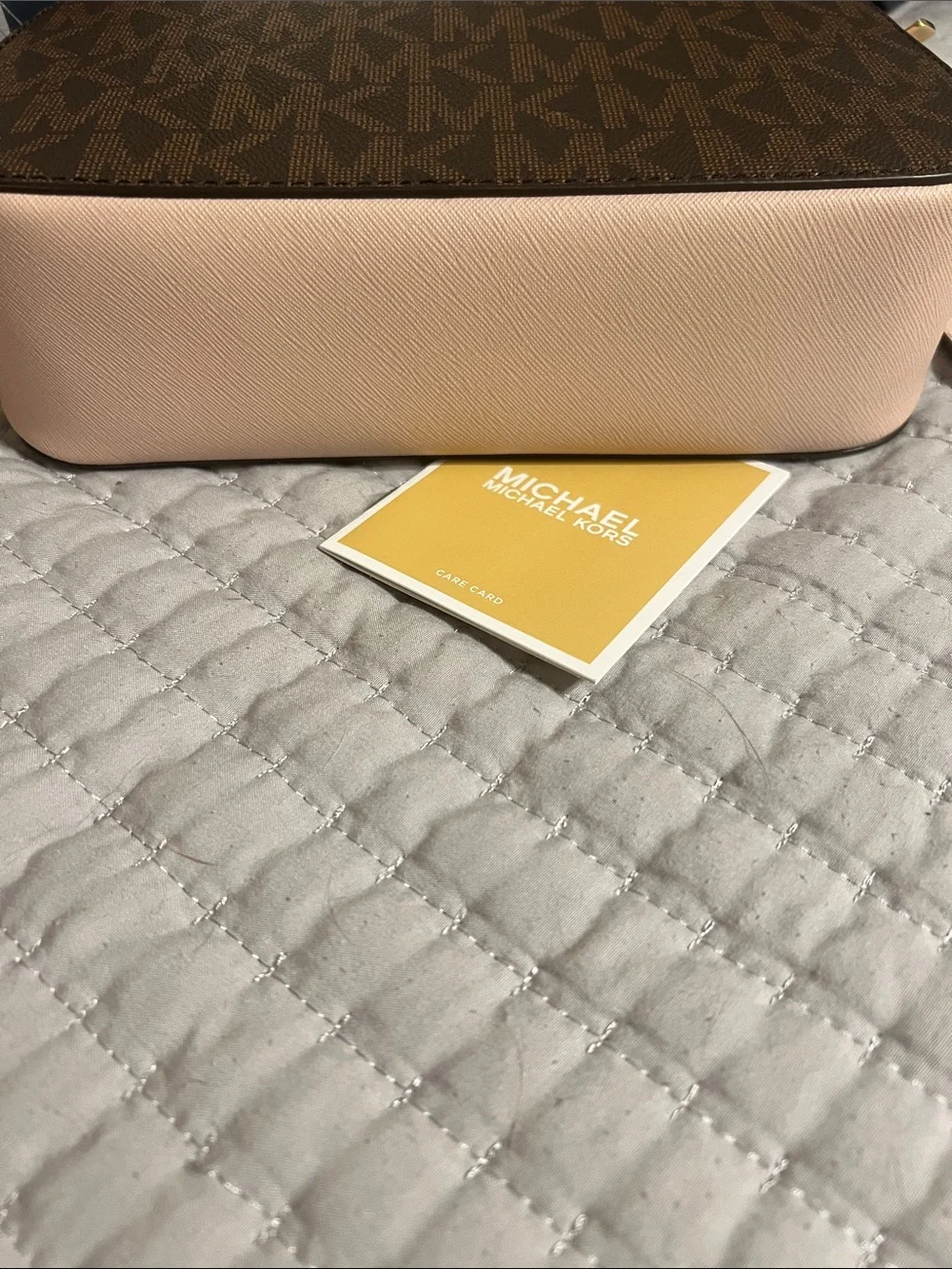 Michael Kors Brown Logo Crossbody with Pink Strap & Trim NWT